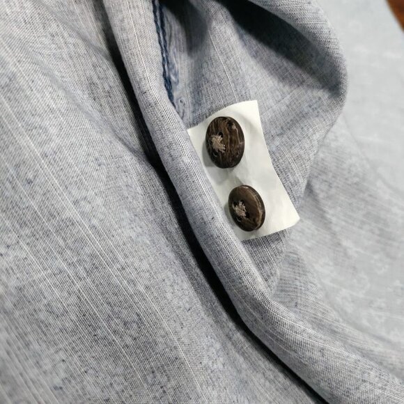 Campia Easy Care Mens Large Geometric Print Long Sleeve Button-Up Shirt Blue - Picture 8 of 12